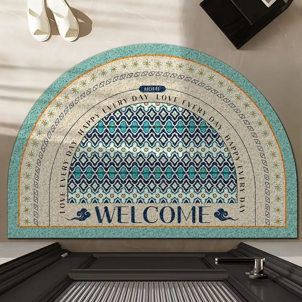 Retro Door Rug Semi-circular Entrance Mat Carpet for Living Room Indoor Door Entrance Mats Home Decor