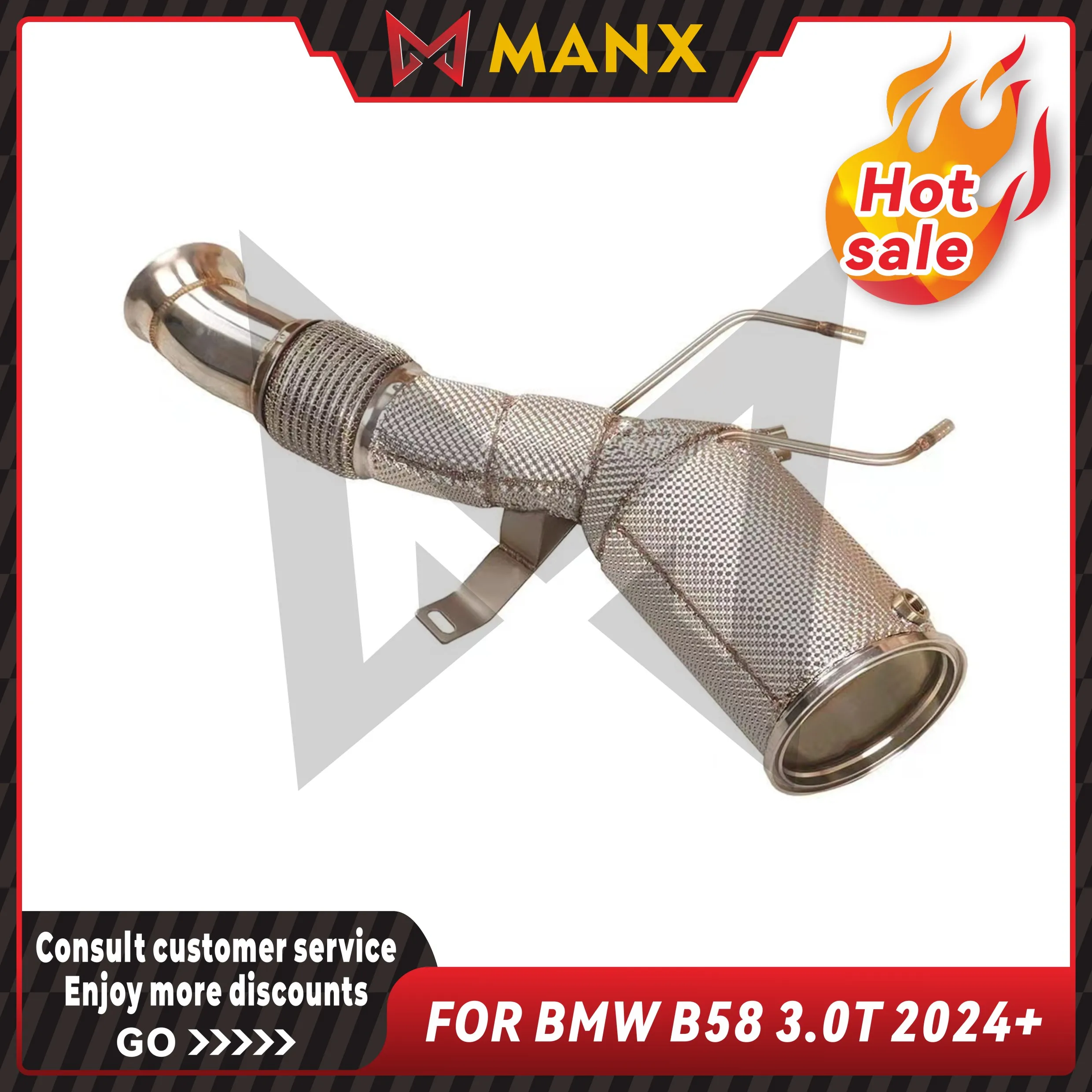 Catalyzed Downpipe Catless Downpipe for BMW B58 3.0T 2024+ Stainless steel Performance Exhaust pipe with heat shield