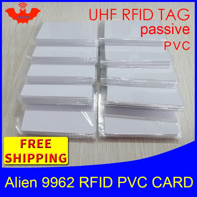 RFID tag UHF PVC card Alien 9962 EPC6C 915mhz 868mhz 860-960MHZ Higgs9 85.7*54*0.8mm long distance smart card passive RFID tags