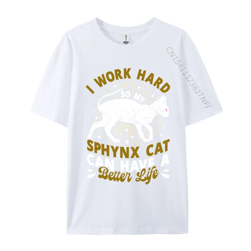 Cute Sphynx Cat Design For Sphynx Owners Print Mens Top T-shirts Retro ostern Day Combed Cotton T Shirt Slim Fit