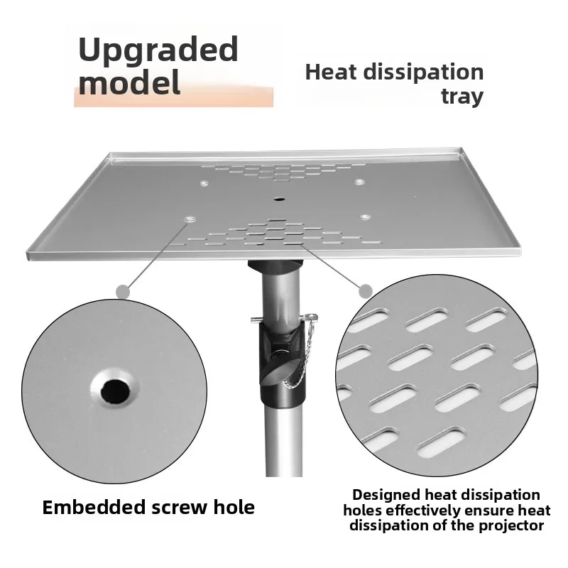 Heavy Duty Projector Tripod Stand with Tray Thickened Anti Slip Pad 360° Rotating Universal Floor Bracket Foldable Portable