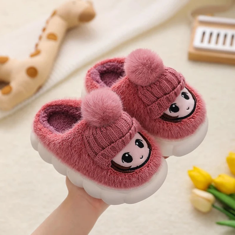 Children\'s cotton slippers women\'s autumn and winter home warmth boys\' fur slippers cartoon cute anti slip girls\' cotton sli