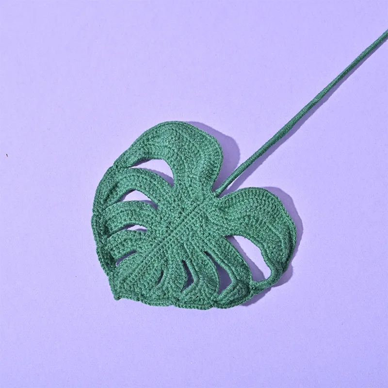 Gehäkeltes Monstera-Blatt, gestrickte künstliche Blätter, kreative handgewebte Blätter, DIY-Blumenstrauß, Heimdekoration, Geschenk – Detail 3