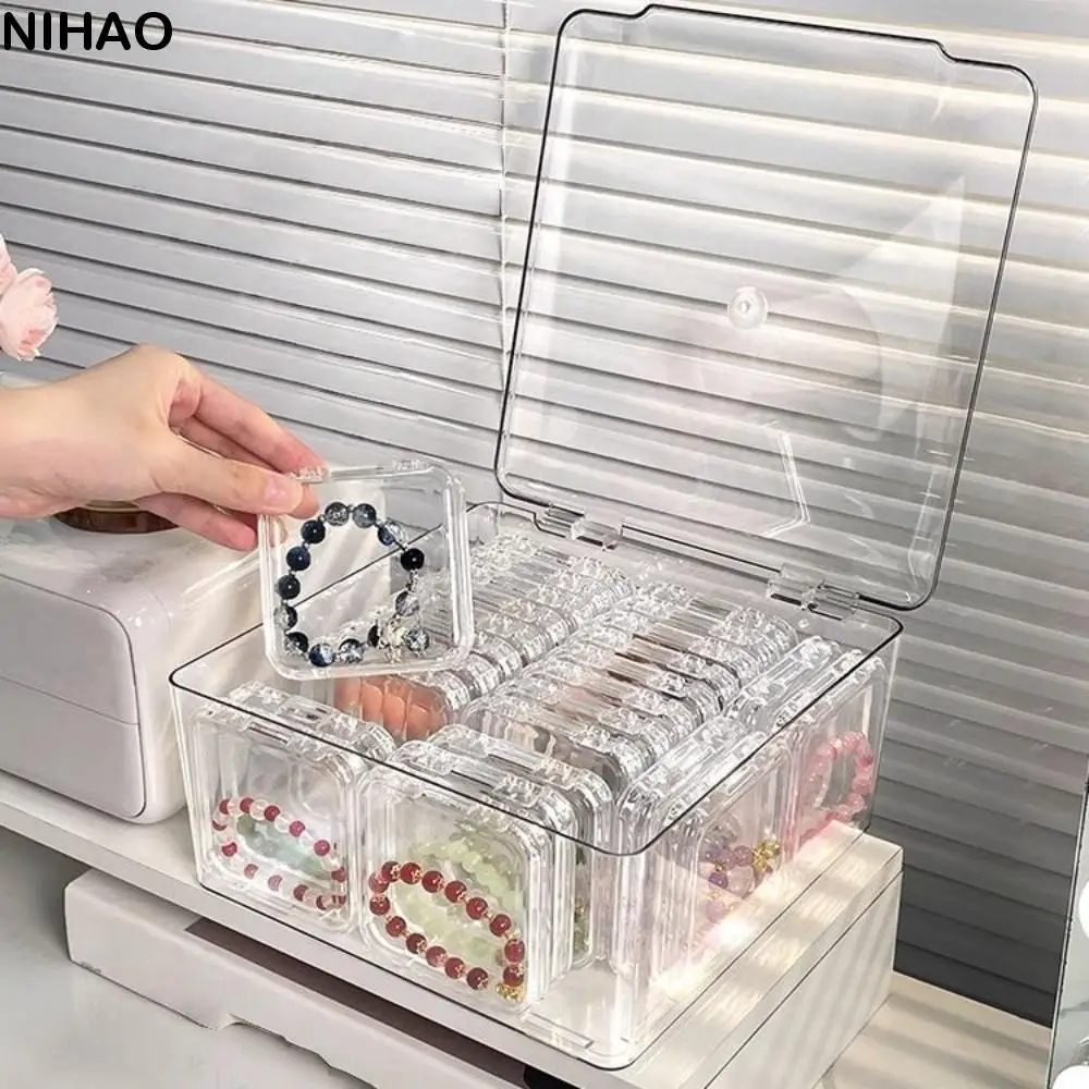

26pcs with Lid Wenwan Bracelet Box Dustproof Anti Oxidation Nail Art Storage Box Square Transparent Acrylic Sealed Box