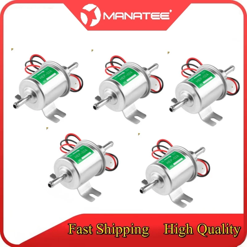 5 Pics Universal 12V Electric Fuel Pump Low Pressure Bolt Fixing Wire Diesel Petrol For Car Carburetor Motorcycle ATV HEP-02A