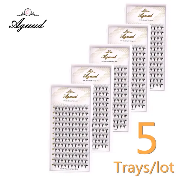 AGUUD 5 trays/lot Thin Roots Slim Base Premade Fans Lash Sharp Pointy
