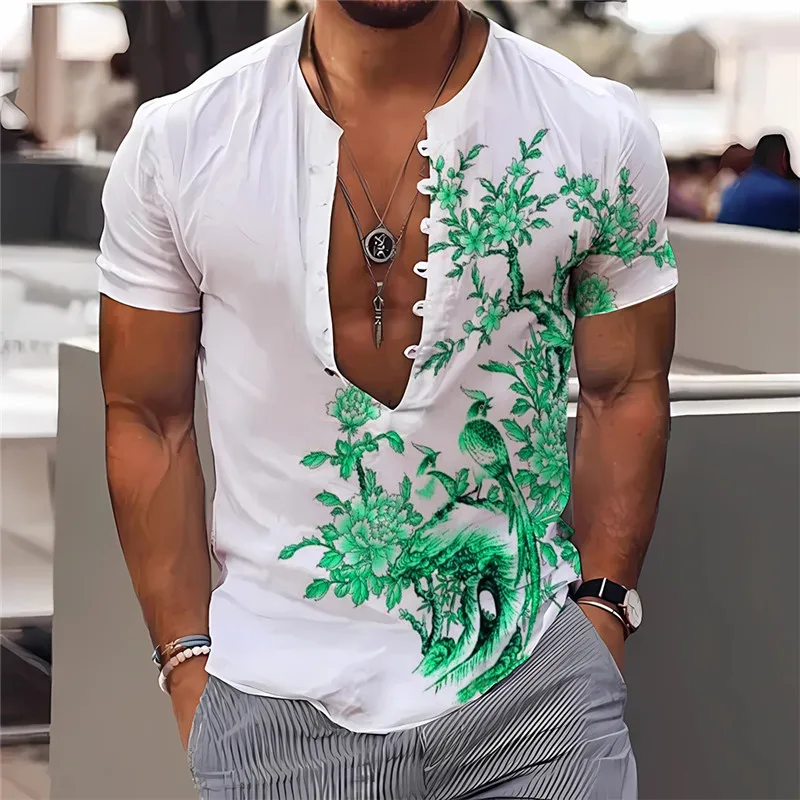 

2023 Casual Floral Beach Men's Shirt Summer Short Sleeve Hawaiian Shirts For Man Plus Size Quick Dry Tee Shirt Men Clothes Camis