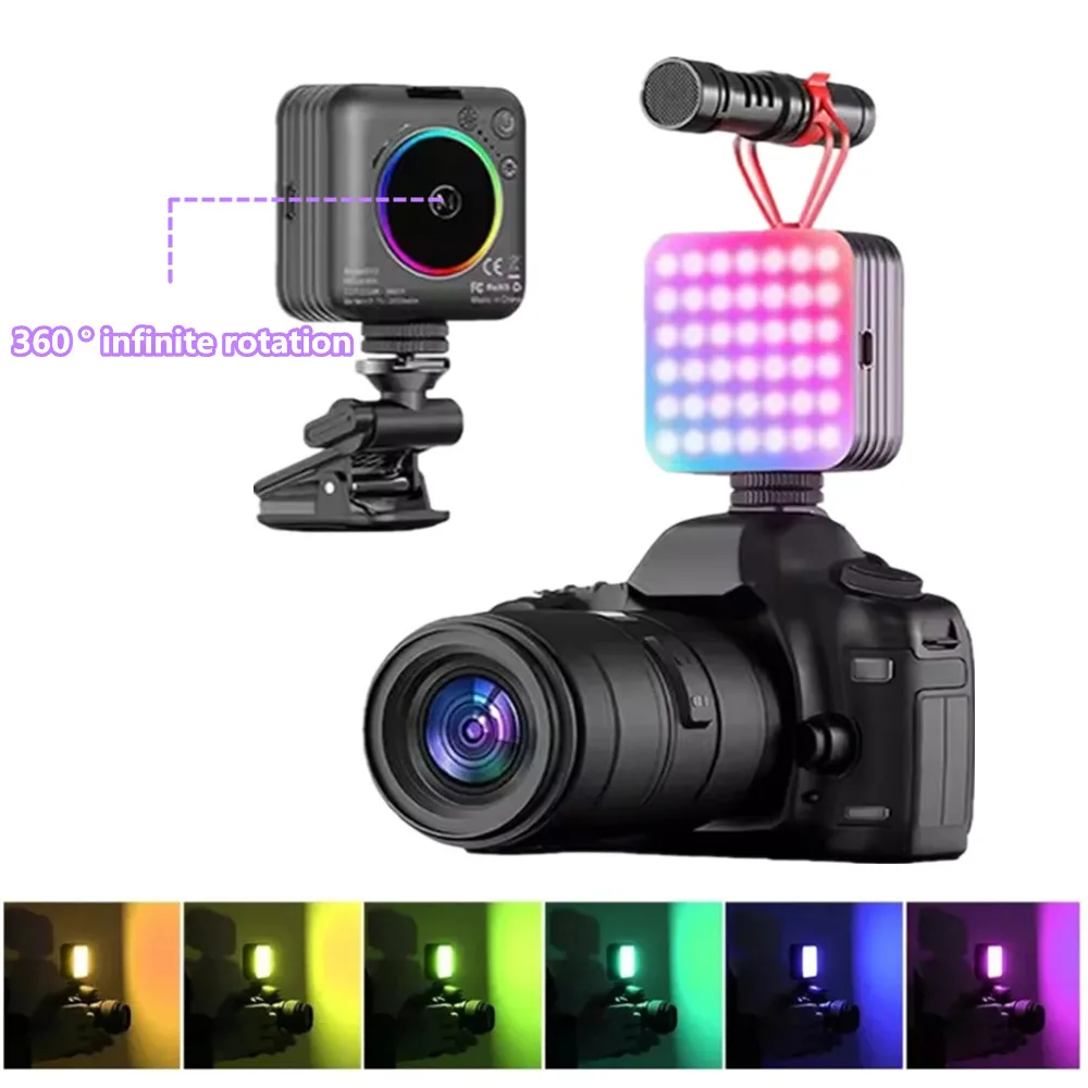 Roreta RGB Video Light Mini LED Camera Light 2000mAh Rechargable LED Panel Lamp Photo Video Fill Lighting for Youtube Tik Tok