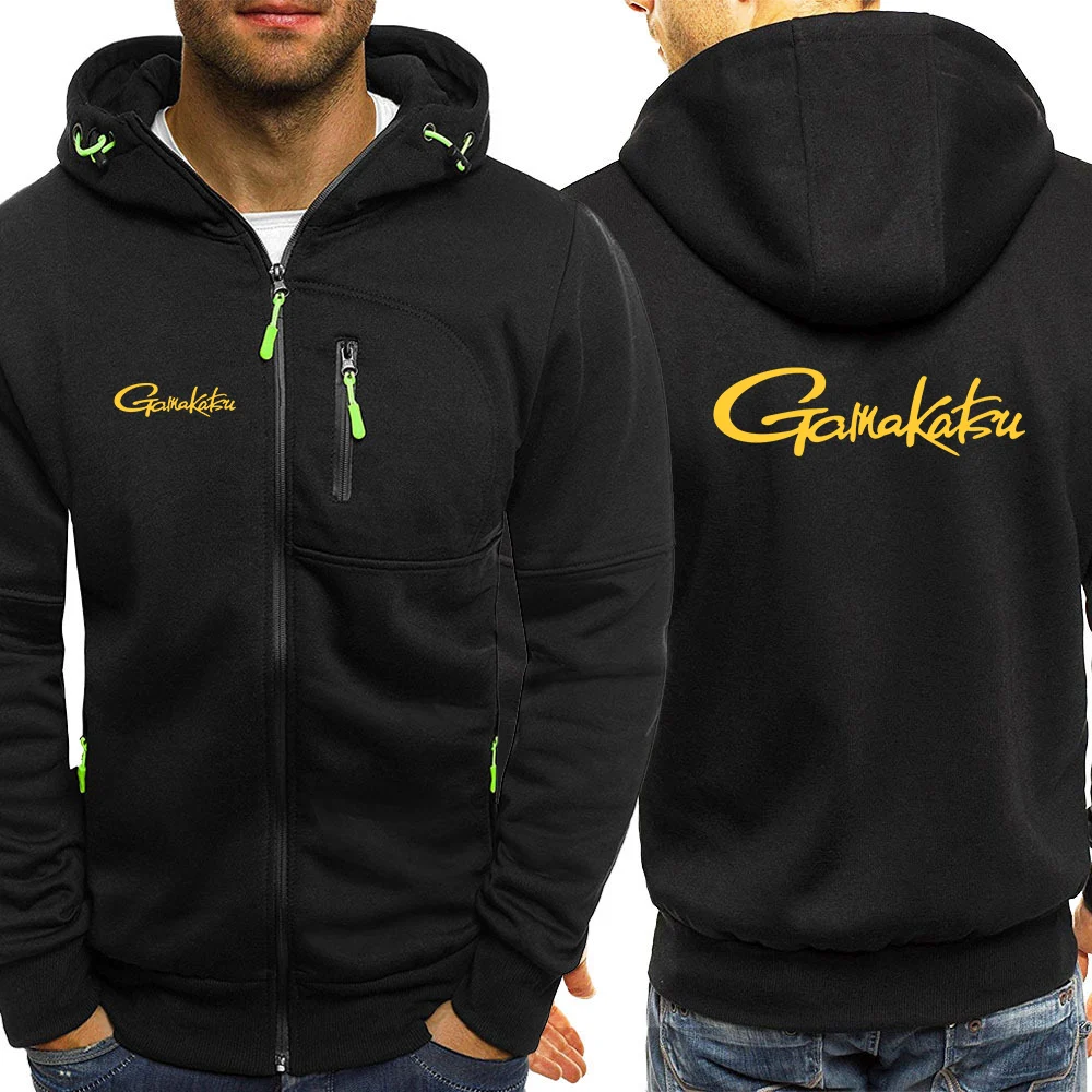 Gamakatsu Fishing 2024 New Men's Tri-color Hooded Jacket Spring and Autumn Leisure Slim-fit Harajuku Comfortable Zipper Tops
