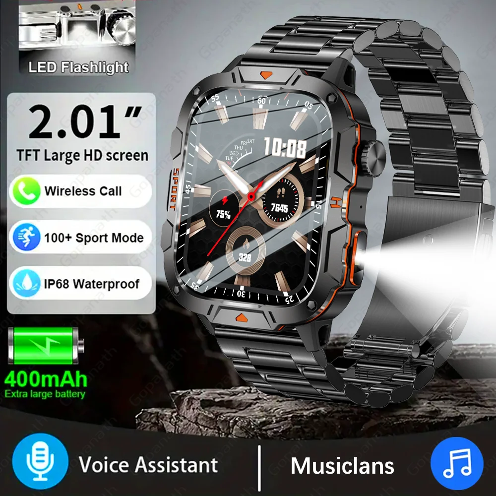 

New Smart Watch Men Military Quality Outdoor Waterproof Anti Falling Anti Pressure Sport Fitness Bluetooth Call Smartwatch 2024