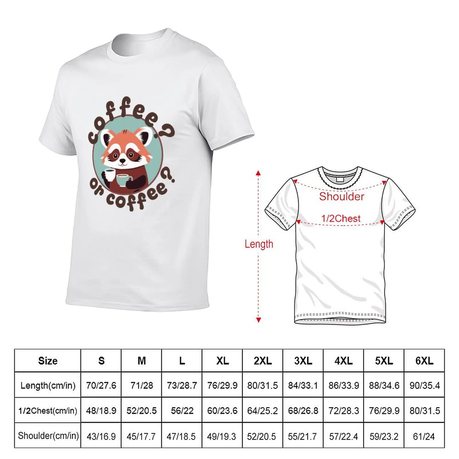 Red panda with two cups of coffee T-Shirt Art Pattern Printed Casual Top