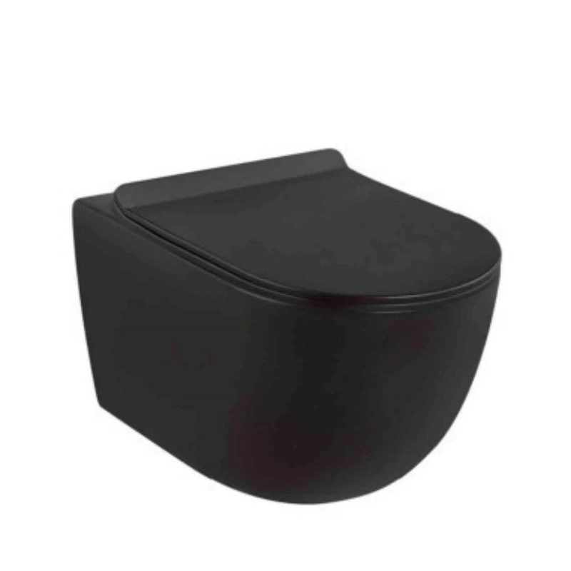 

Ceramic wall-mounted toilet, black wall row, single hole flushing hanging toilet