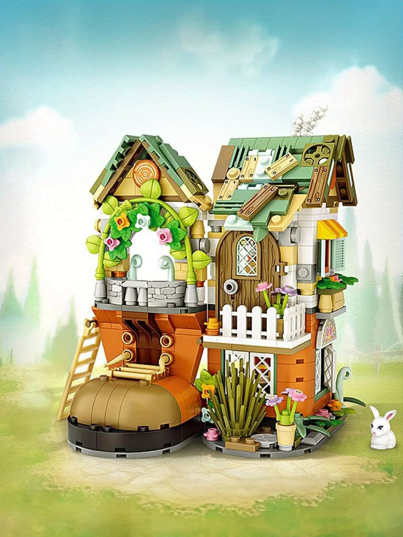 Weltarchitektur Zwerghütte Schuhhaus Leiter Garten Mini Blöcke Ziegel Bauspielzeug für Erwachsene Weihnachtsgeschenk Home Decor – Detail 1