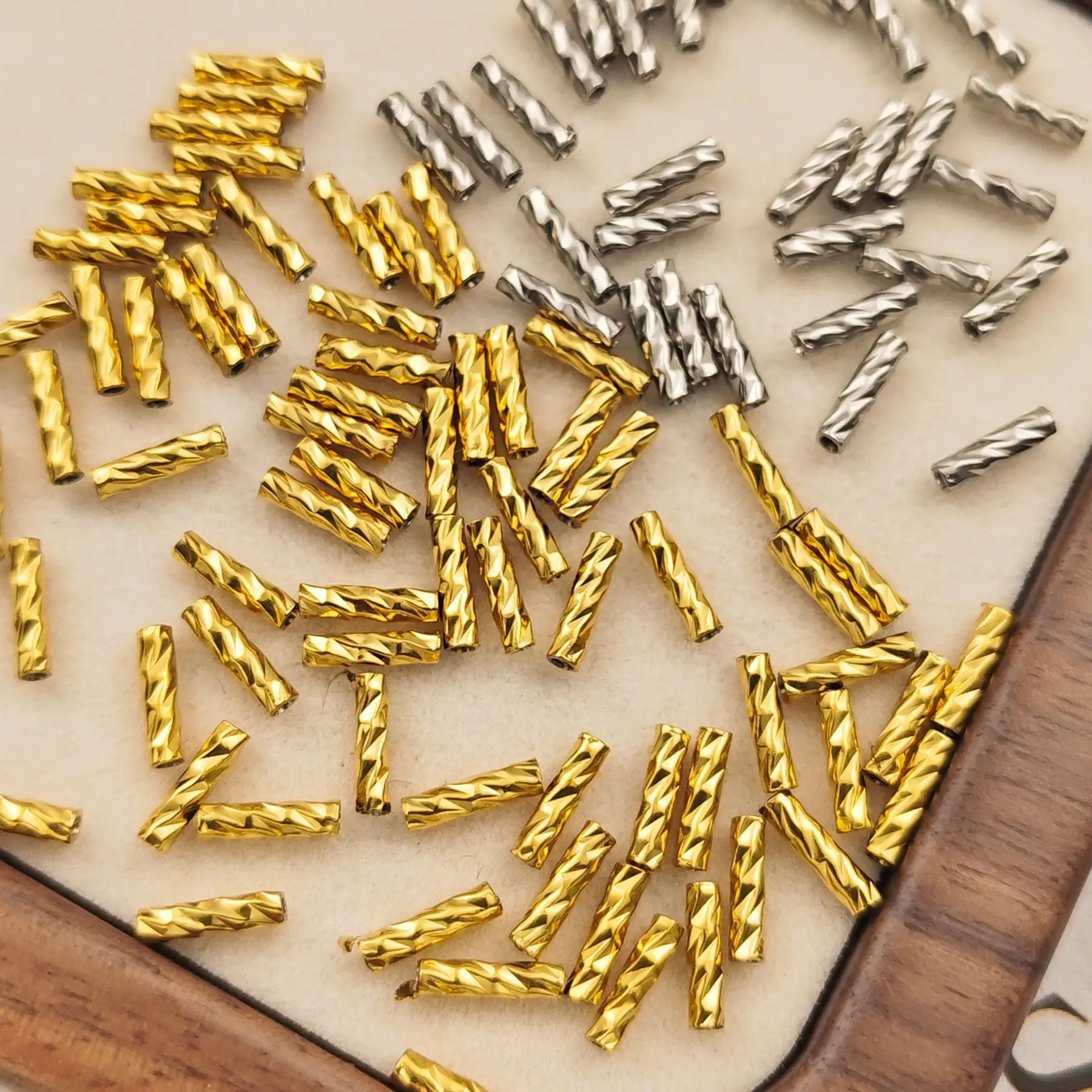 

10Pcs Stainless Steel Flower Tube Straight Tube DIY Bead Necklace Bracelet Accessories Handmade Jewelry Material Wholesale