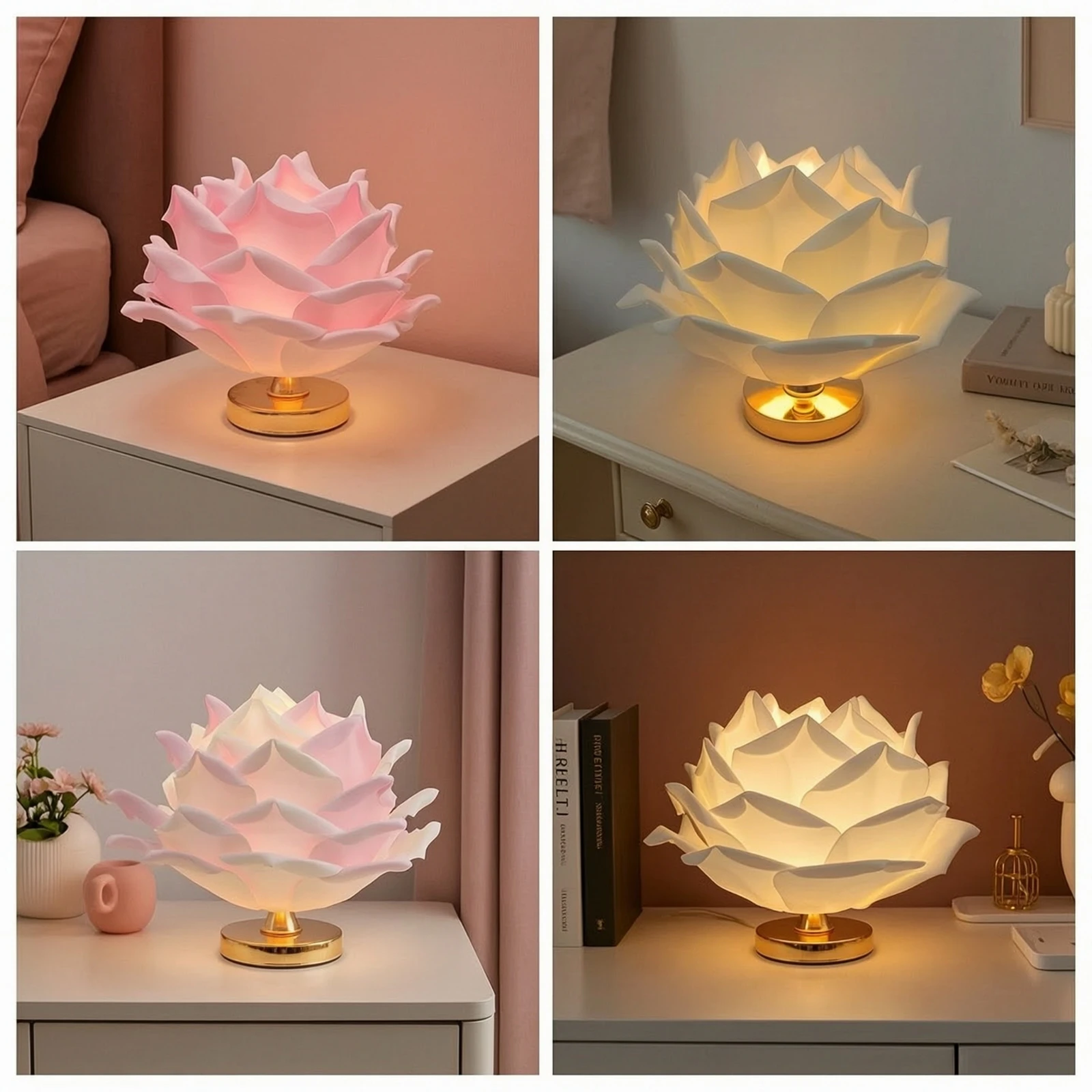 Lotus Flower Lamp Romantic Flower Lamp Accent Light Compact Vintage for Bedside, Living Room