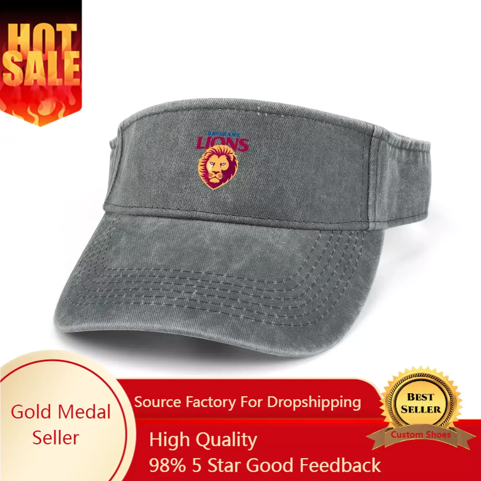 

Brisbane Lions Australian Football custom made Sun Visor Leaky Top Cowboy Hats Mens Womens Customized DIY Cap Empty Open Top Hat