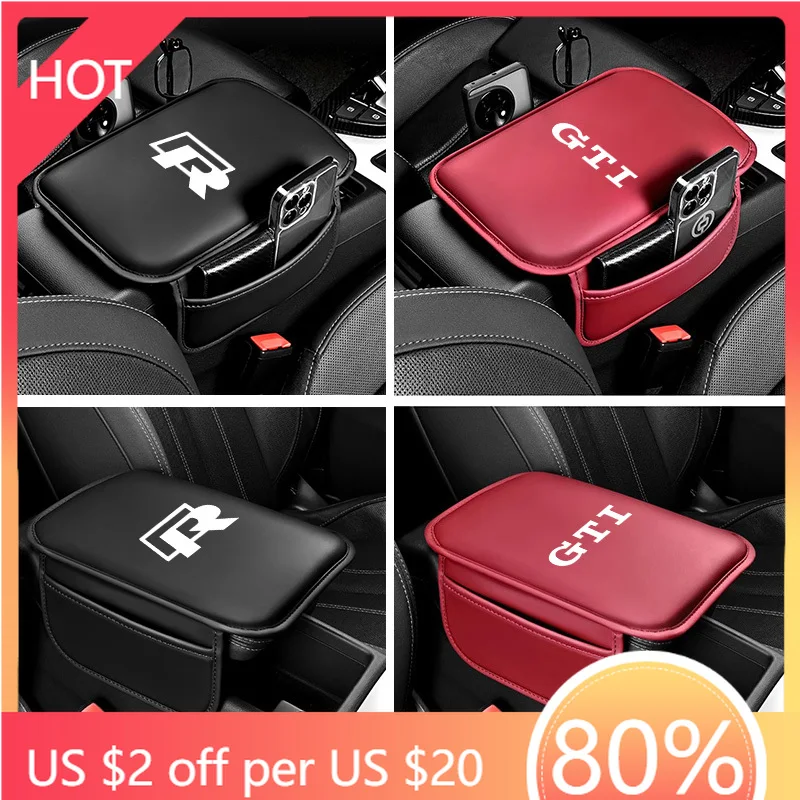 

Golf 3 4 MK3 MK4 2026 Hot For VW VOLKSWAGEN PU Leather Car Armrest Cushion With Storage Bag Auto Accessories For VW Atlas Jetta