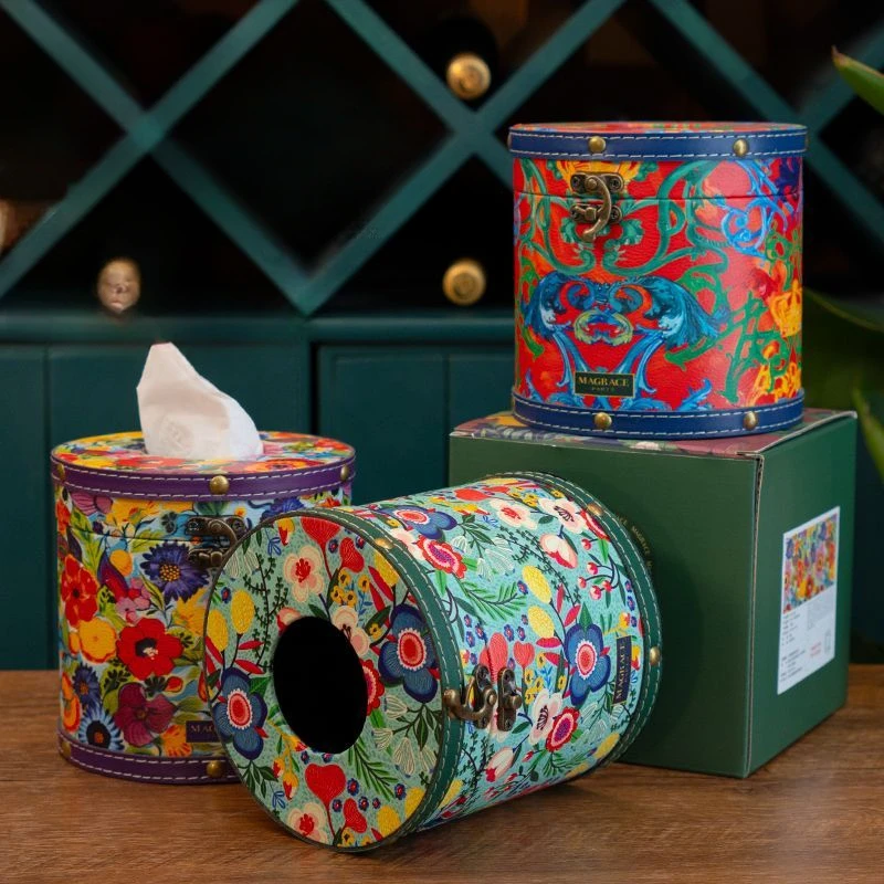 Spring blossom round tissue tube tissue storage box multi-color tissue box