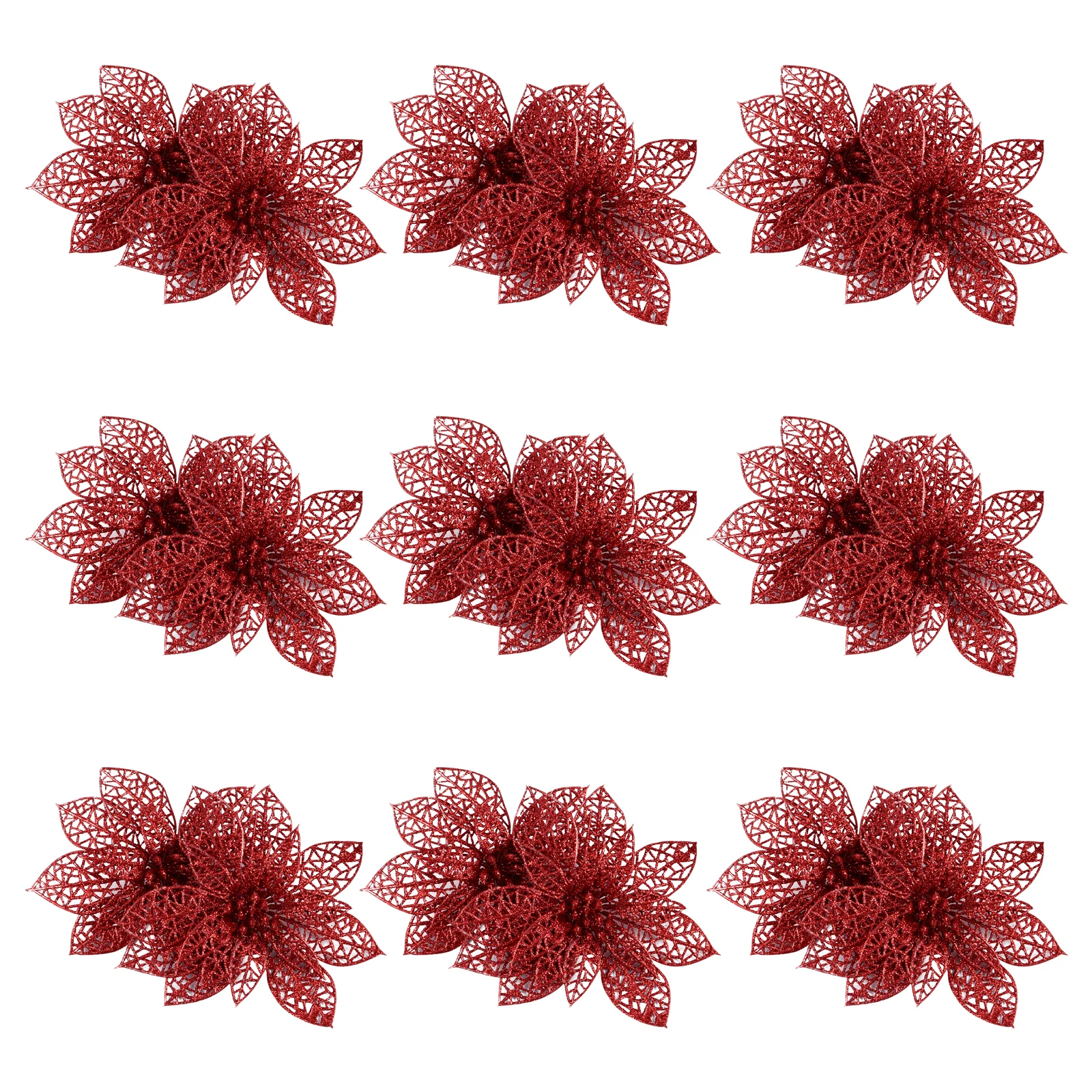 

24Pcs Red Christmas Wreath Flowers Festive Fake Flower Decors Lightweight Artificial Flower Adornments for Tree Garland Decor