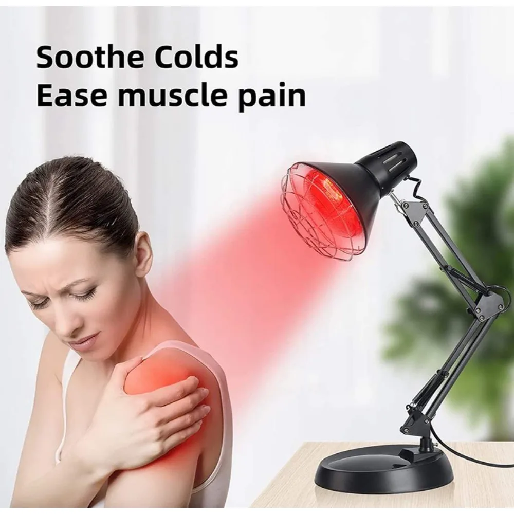 Terapia a infrarossi Lampada da 150 W Lampada da scrivania per massaggio a luce rossa Allevia il dolore muscolare Bellezza Parrucchiere e luce per il riscaldamento del sangue