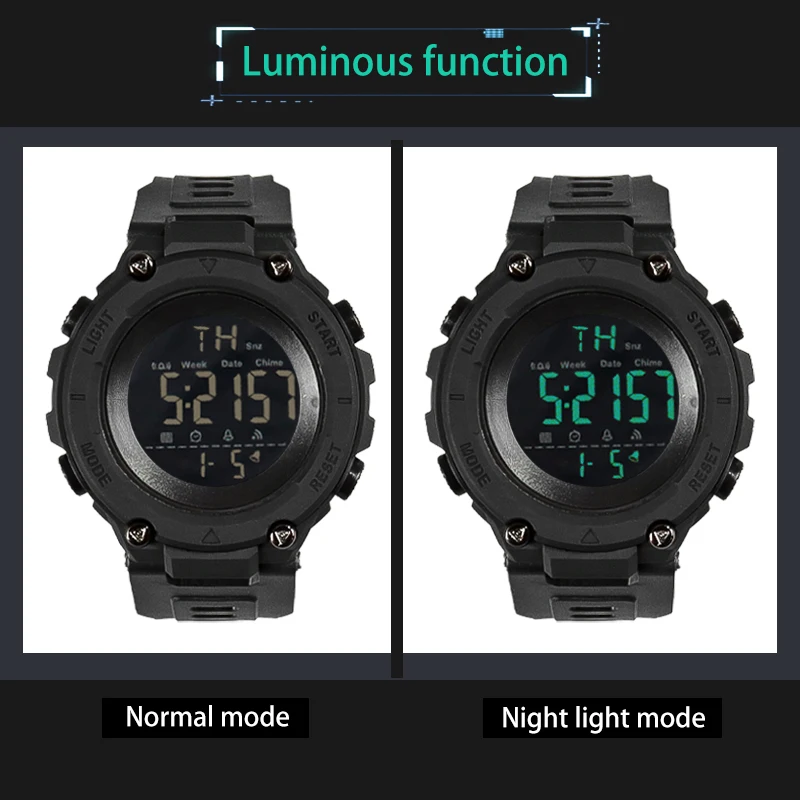 YIKAZE Men\'s Multifunction Watches Sports Waterproof Digital Watch for Man Luminous Chronograph Alarm LED Display Men Wristwatch