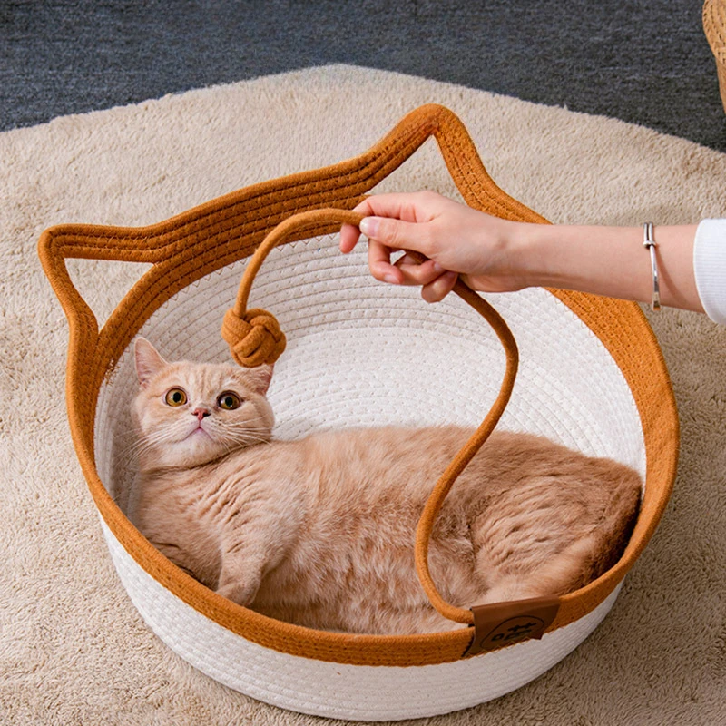 Vine woven cat and dog litter mat, all-season universal cattail woven semi enclosed pet products