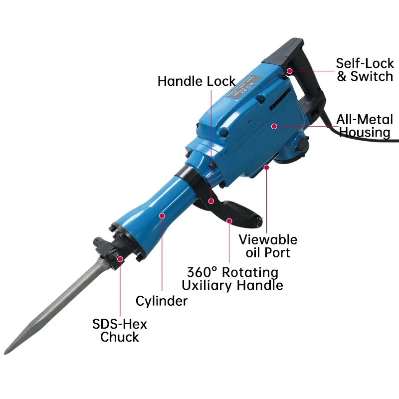 LANDSEA Wholesale Heavy Duty 1500W Concrete Breaker Electric Demolition Jack Hammer