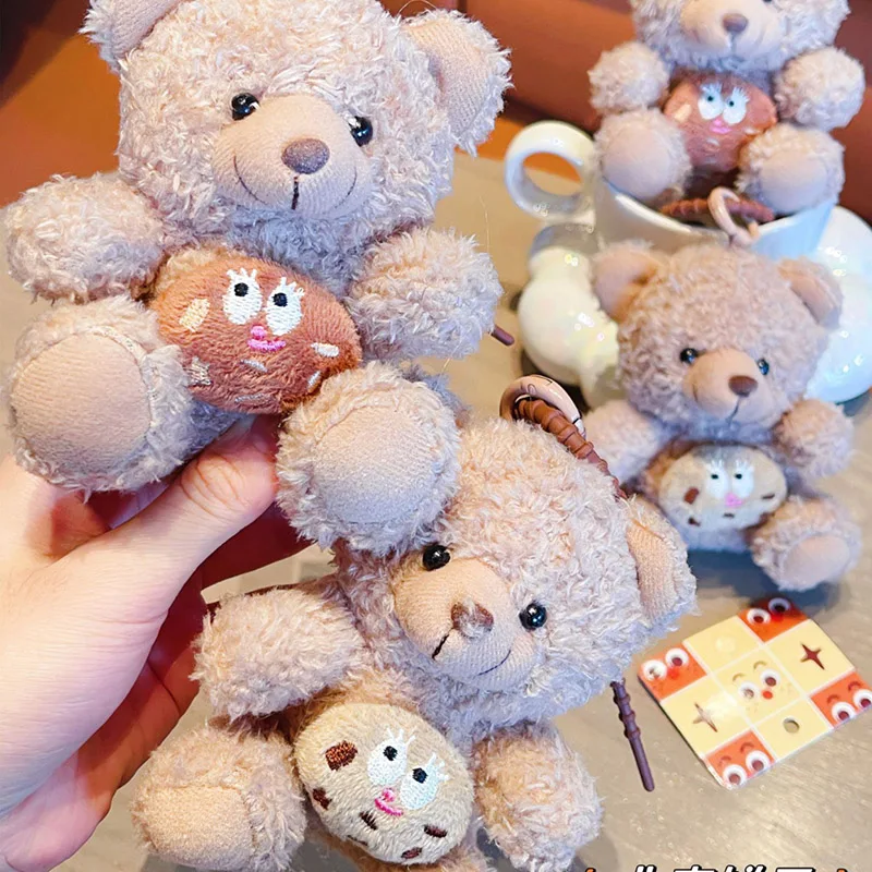 Cute Biscuit Little Bear Plush Pendant Plush Toy Bag Accessories Keychain Pendant Bag Car Hangings Ornaments Children's Gifts