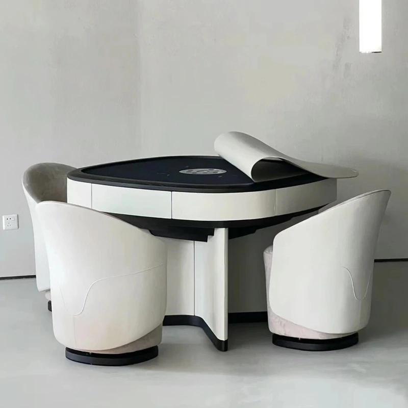 Italian automatic new leather mahjong machine modern advanced sense square circle home ultra-quiet multi-functional mahjong