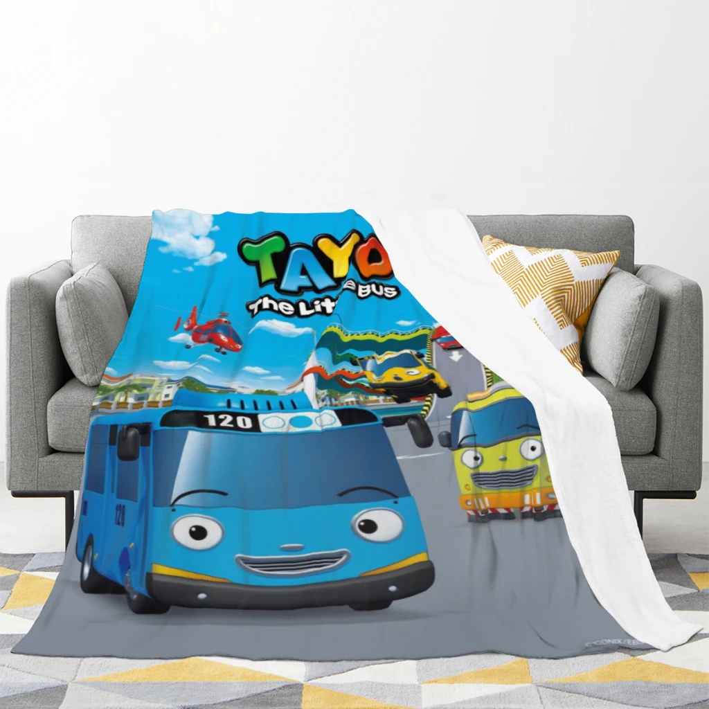 The Little Bus Tayo Comfortable Blanket, Fluffy, Soft Bedroom Decor, Sofa Blankets, Comforter, Home and Decoration