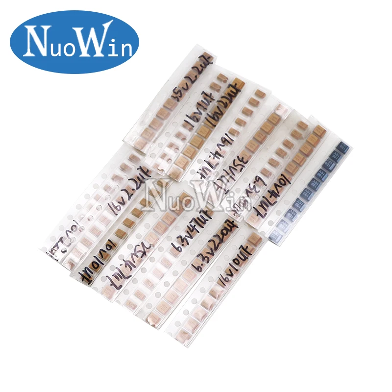 Imagem -02 - Smd Tântalo Capacitor Variedade Kit 15 Valores 1uf220uf 22 uf 47 uf 10uf 47uf a b Case Tan Capacitância Grupo 150 Pcs