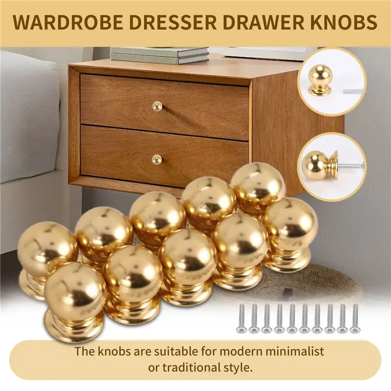 A74E-10 Pieces Cabinet Knobs Round Ball Knobs Bathroom Cabinet Knobs Dresser Knobs, Modern Cabinet Hardware For Kitchen