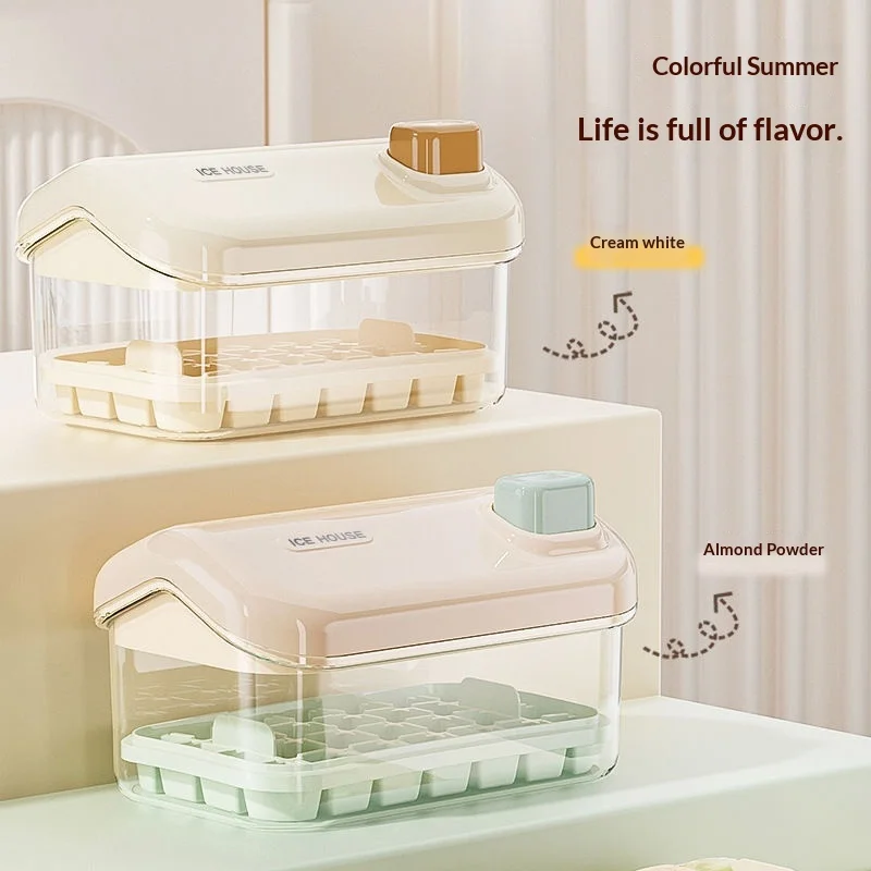 Large Capacity Press Ice Tray with Lid for Home Use Portable Ice Making Storage Box Kitchen Essential Oil Organizer