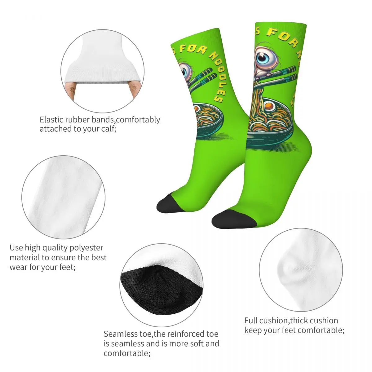 Brains Of Noodles Cartoon Meme Theme All Season Socks Stuff for Female Flexible Print Socks