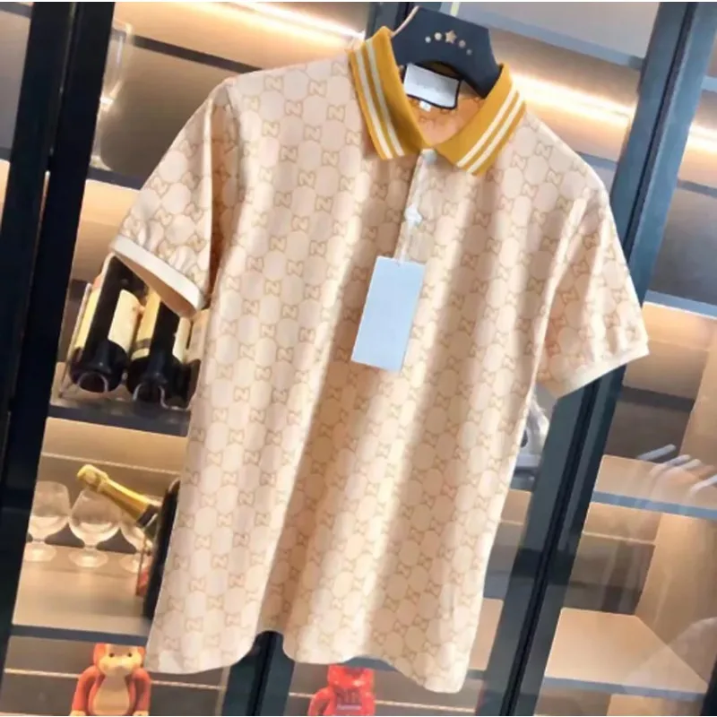 

Fashion Trend Men's Summer New Men's Polo Shirt Full of Printed Letters Lapel Short Sleeve T-Shirt