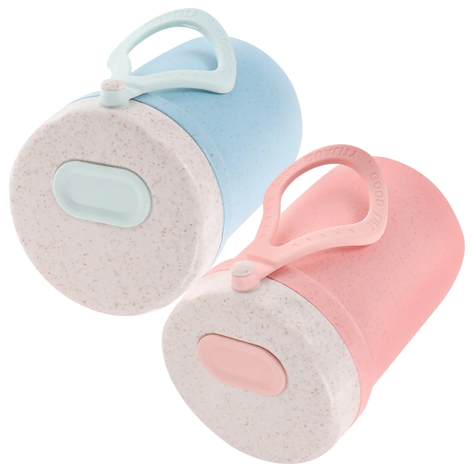 

2Pcs Portable Breakfast Cup Overnight Oats Containers Anti leak Porridge Jar 450ml Blue Pink Wheat Straw Yogurt HolderReusable