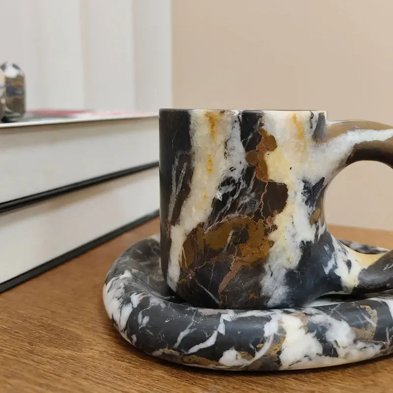 كوب من الرخام الطبيعي نموذج غرفة القهوة كوب سطح المكتب زخرفة فنجان الشاي الزخرفية