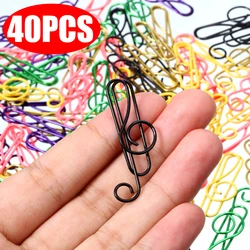 40/20PCS Mini Musical Paper Clips Luxury Metal Creative Notes Paperclips for Notebook Bookmark Office School Stationery Supplies