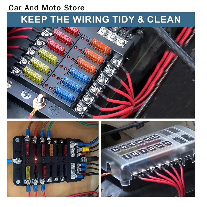 【CMO】6/12 Way Blade Fuse 12-24V Car Boat Fuse Box Holder With Plastic Cover For Power Panel Board Camper Fuse1/2PCS