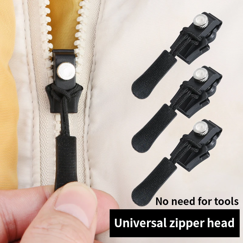 3/6/12Pcs Universal Zipper Repair Kit Quick Instant Detachable Zipper Head Replacement Zipper Slider Pull for 3 Different Size