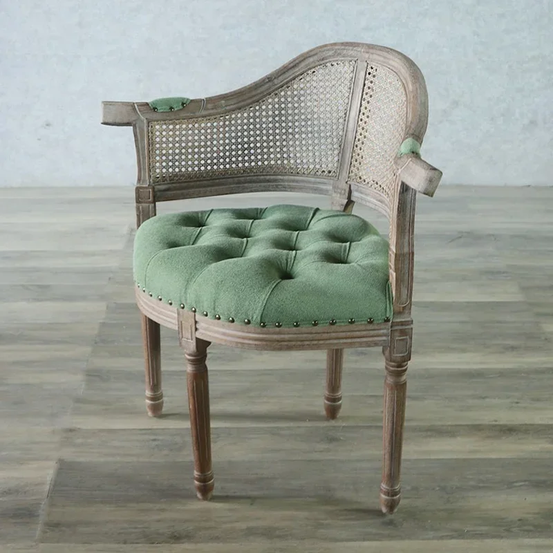 Op Maat Gemaakte Franse Landelijke Fauteuil, Amerikaanse Lichte Luxe Retro Eetkamerstoel, Café, Bar, Designer Vrijetijdsstoel