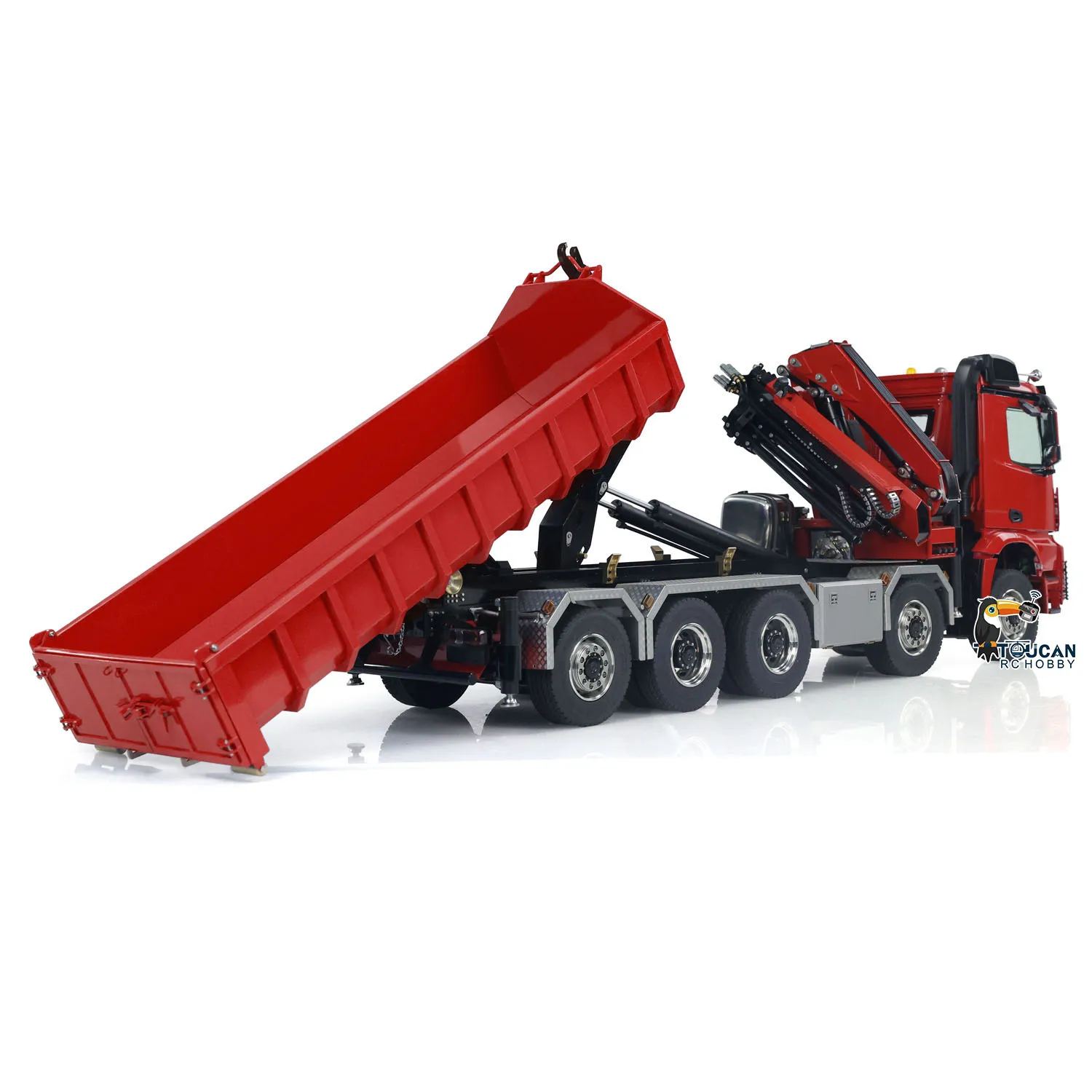 RTR 10x10 RC 1/14 Hydraulic Full-dump Crane Truck Metal Dumper Car Model 3-speed Gearbox Rear Axle Lifting Light Sound Set Toy