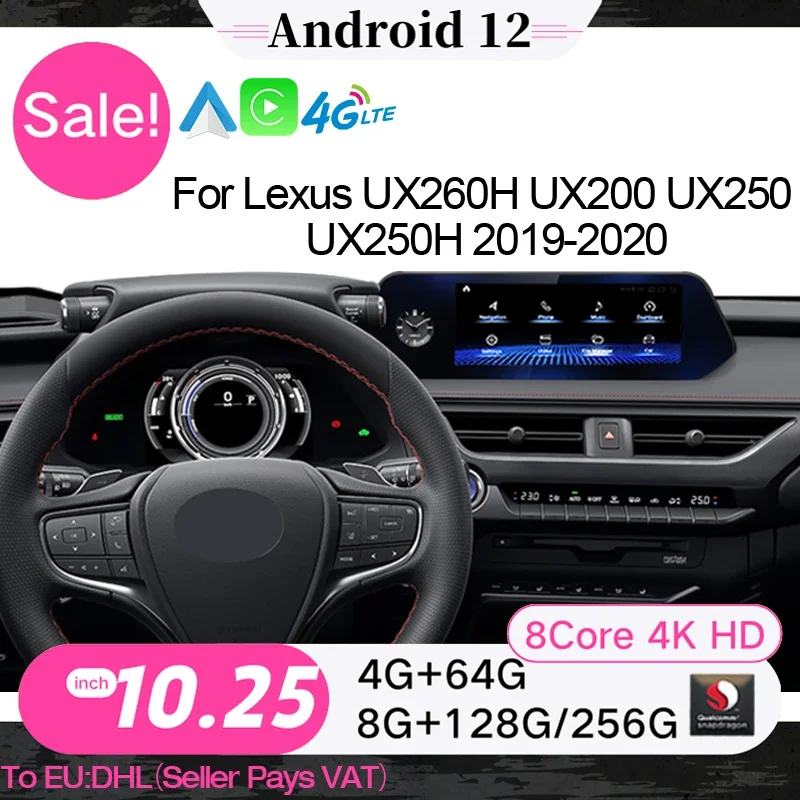 

New Car Radio Snapdragon Android 12 Multimedia Player GPS Navigation For Lexus UX ZA10 UX200 UX250h 2018-2022 CarPlay Autoradio