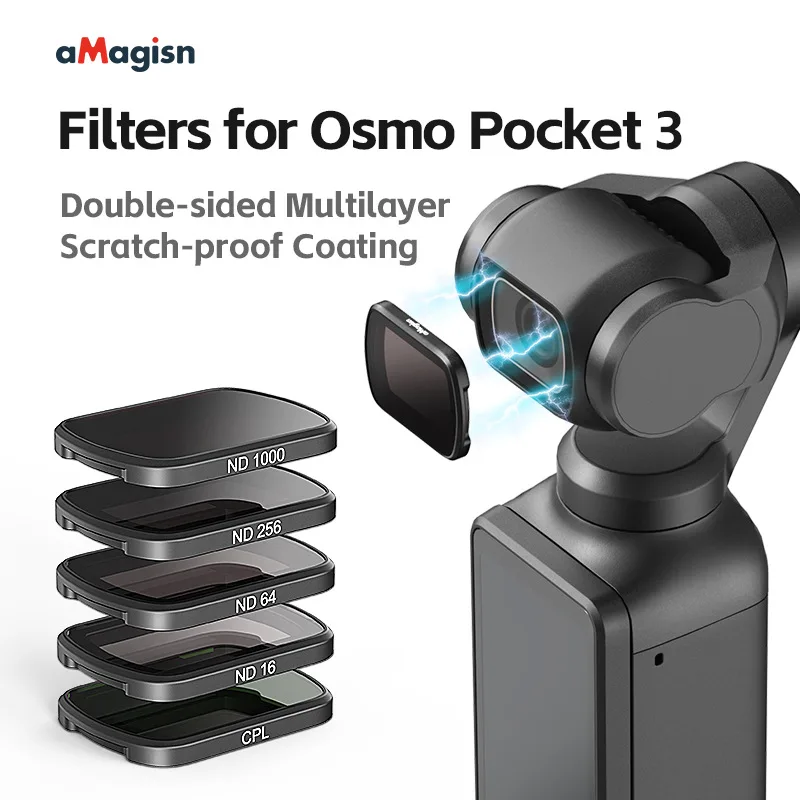 

For DJI Osmo Pocket 3 Strong Magnetic Lens HD Filter Set CPL ND16 ND64 ND256 ND1000 Anti-scrach Aluminum Aloy Frame Camera Kit