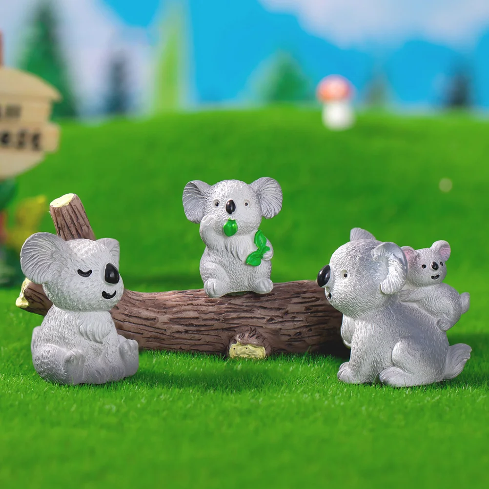 

6 Pcs Miniature Koala Statue Animal Figurine Decor Sculpture Figurines Decorations