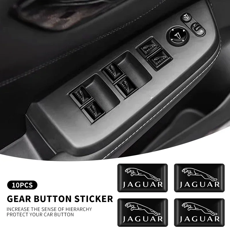 

10 шт. эпоксидные наклейки на руль с кнопкой подъема окна автомобиля для Jaguar E-Pace I-Pace X-Type XFR XE XF XJ F-Type F-Pace XKR