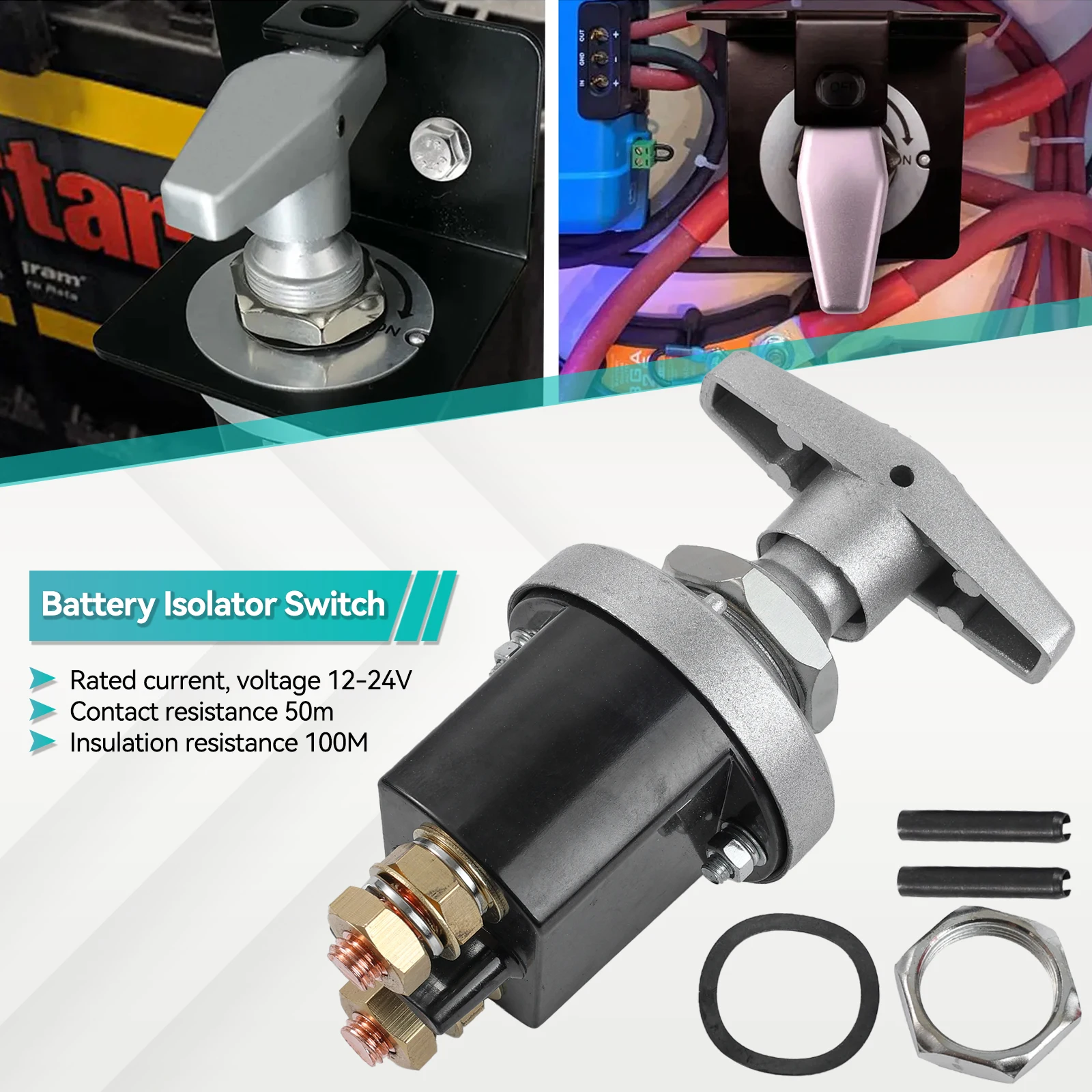 Car Battery Isolator Disconnector 1500 Amp Speed Heavy Duty Battery Kill Switch Muscle Breaker Switch For Boat Truck RV 12V 24V