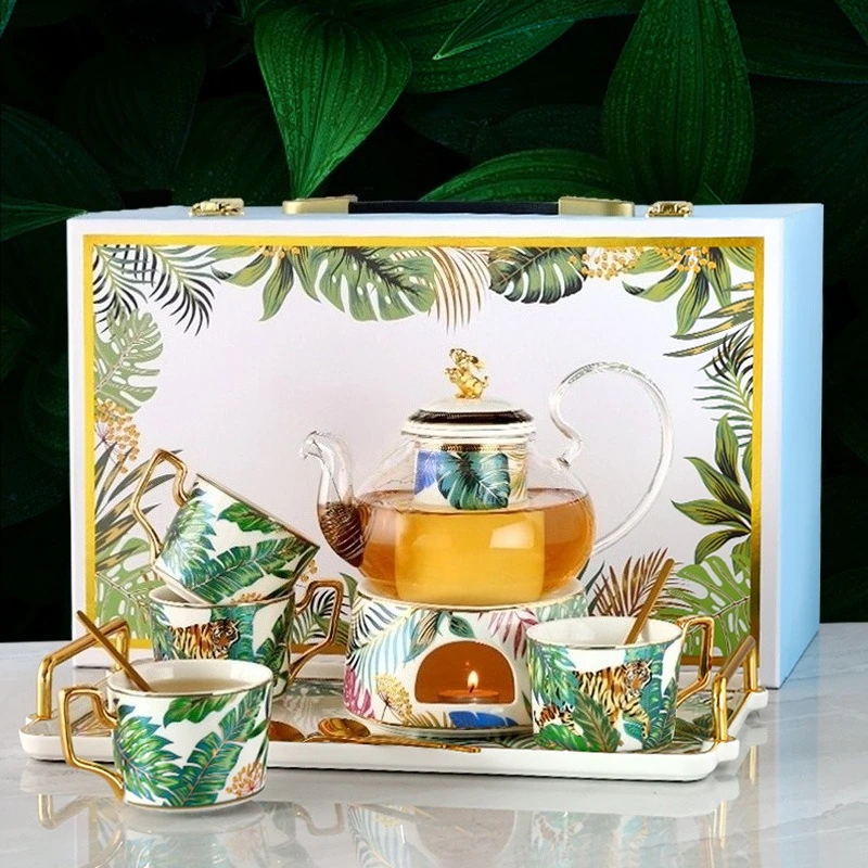 

European Nordic Style Creative Coffee Tea Set Home Flower Tea Afternoon Tea Ceramic Cup Saucer Complete Tableware