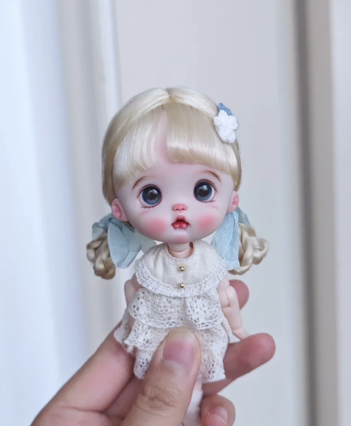 

Hair for doll OB11 hard head shell wig 5-6" 14.5cm head circumference, light color BJD doll mohair