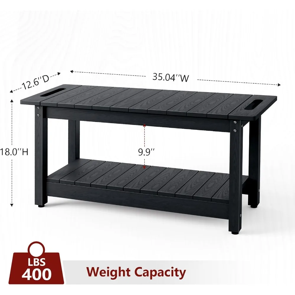 Shower Bench with Storage Shelf and Handles